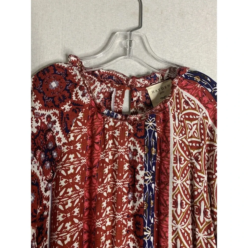 Hayden Girls Maxi Dress Girls XL Red Patchwork Paisley Boho Cottagecore Layering